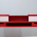 Vintage red lacquered writing desk Italian rustic design 1960s