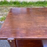 Scandinavian dark oak glossy serving trolley