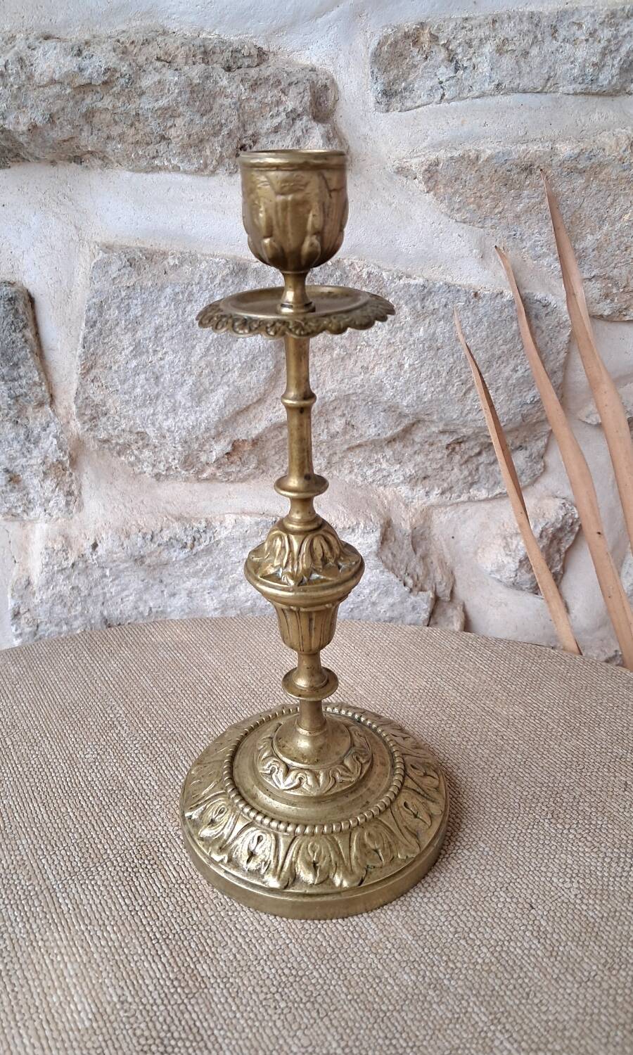 Antique brass candle holder