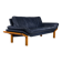 Danish teak and navy blue leather 3-seater sofa from Komfort, 1970s