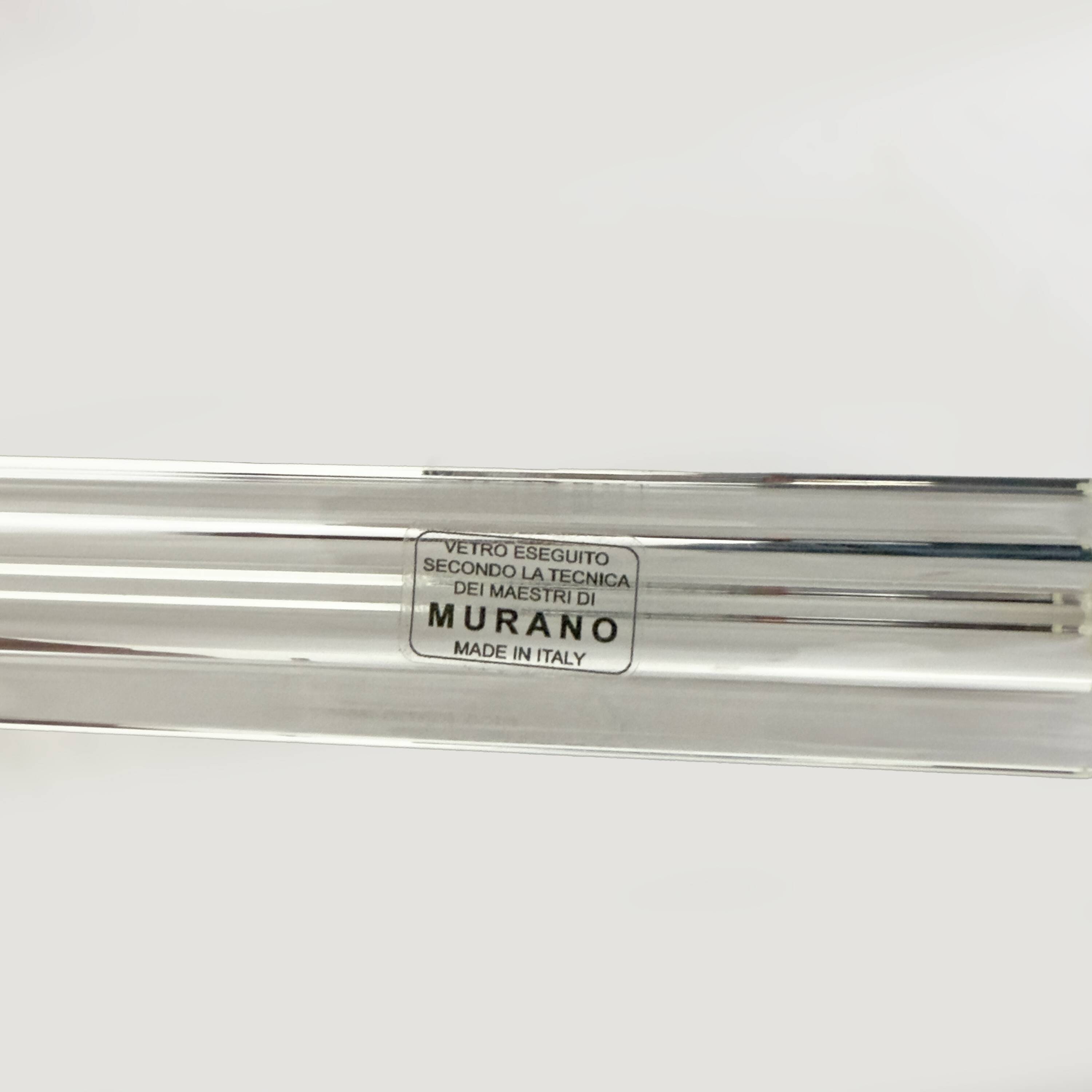 Pair of Venini Style Mid-Century Brass and Murano Glass "Triedri" Sconces