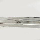 Pair of Venini Style Mid-Century Brass and Murano Glass "Triedri" Sconces