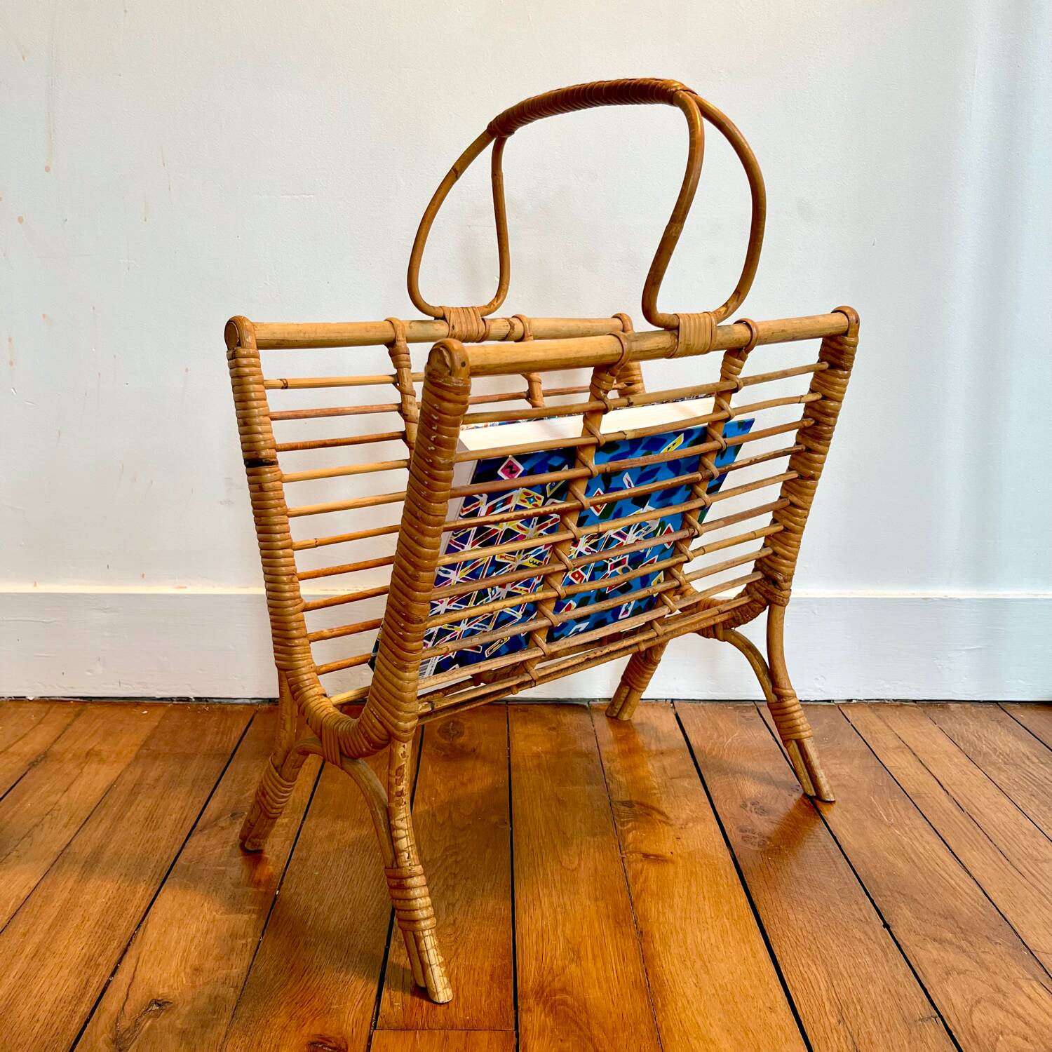 Rattan magazine rack