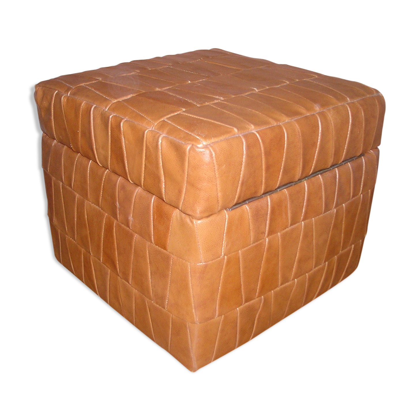 Pouf chest De Sede, leather patchwork of the 70s