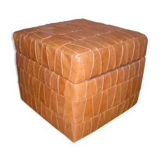 Pouf chest De Sede, leather patchwork of the 70s