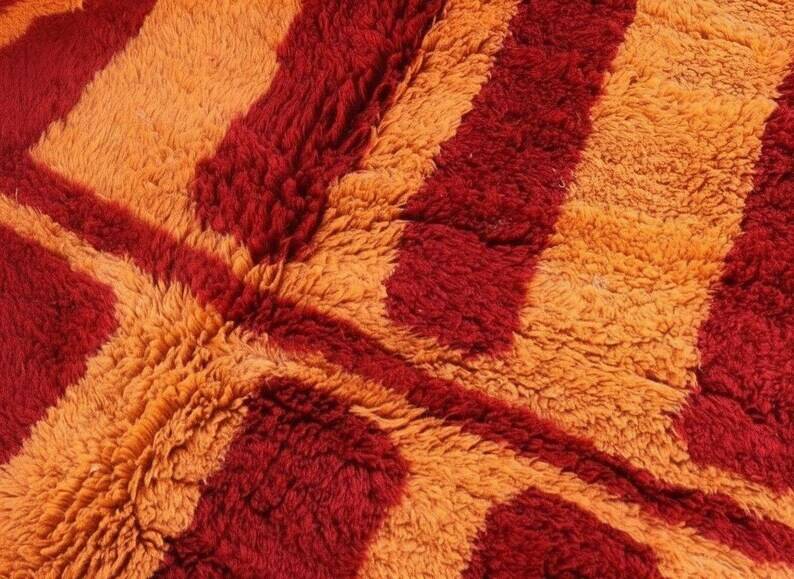 Vintage Moroccan Berber rug red orange 300x200 cm – handmade wool