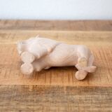 Figurine de lion vintage en stéatite, statue de gros chat sculptée à la main, pierre beige