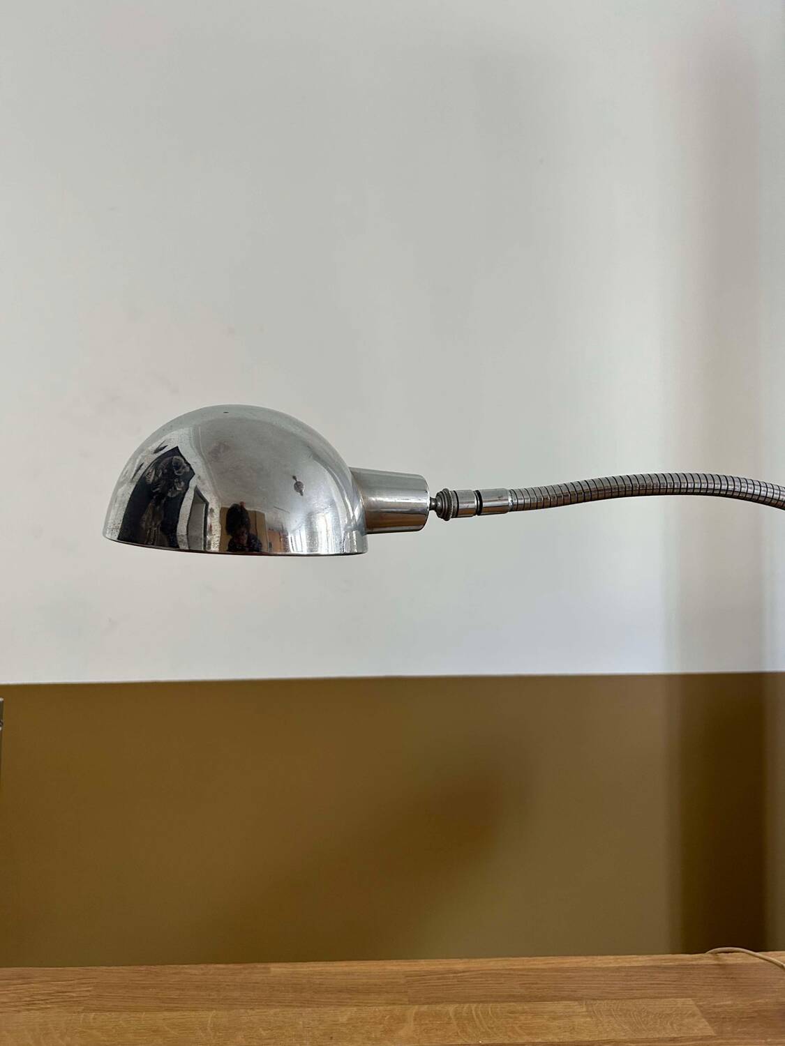 Adjustable desk lamp, chromed metal, France 1940