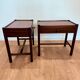 Pair of walnut bedside tables designed by Jacques Hauville for Roche Bobois.