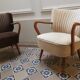 Vintage armchair 50s 60 velvet beige champagne