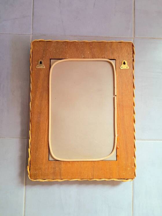 Rectangular wicker mirror 1960