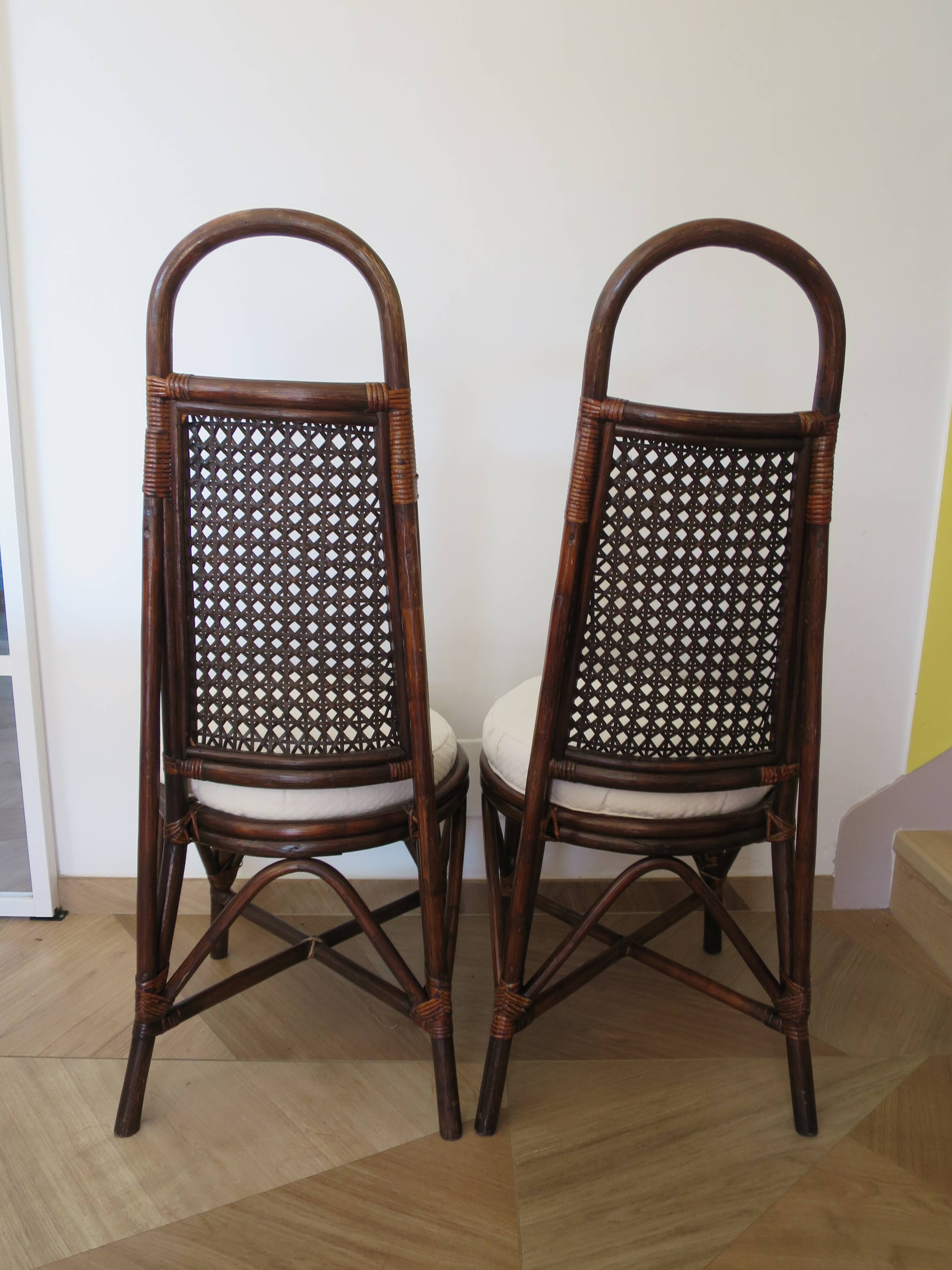 RARE - Set of 2 rattan and cane chairs - 1950 - Dirk Van Sliedrecht style
