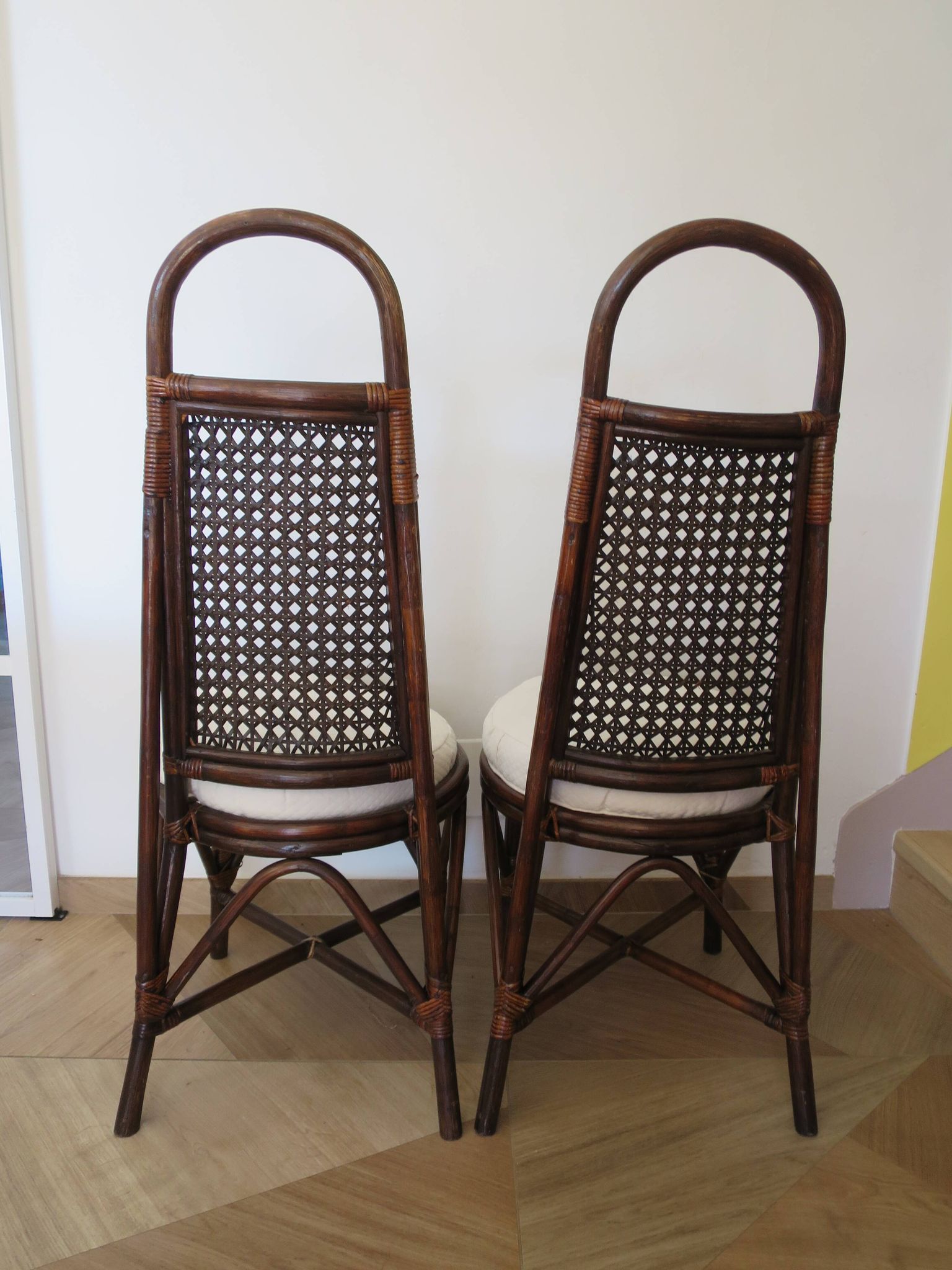 RARE - Set of 2 rattan and cane chairs - 1950 - Dirk Van Sliedrecht style