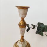 Brass and mother-of-pearl candle holder