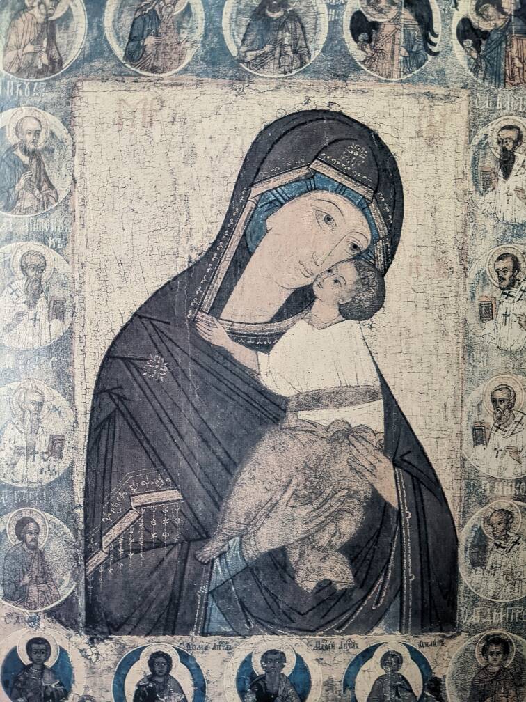 Icon on solid wood icon workshop vintage religious painting