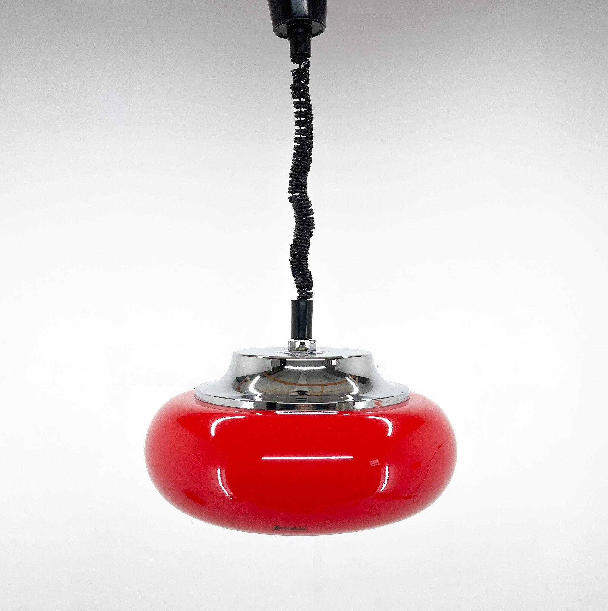 Mid century red pendant by Harvey Guzzini for Meblo, Italy