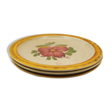 Lot of 3 ceramic plates castellania made in italy flowers