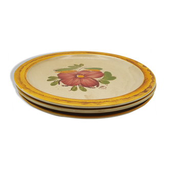 Lot of 3 ceramic plates castellania made in italy flowers
