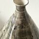 Japandi vase in glazed and incised ceramic, signed with a stamp.