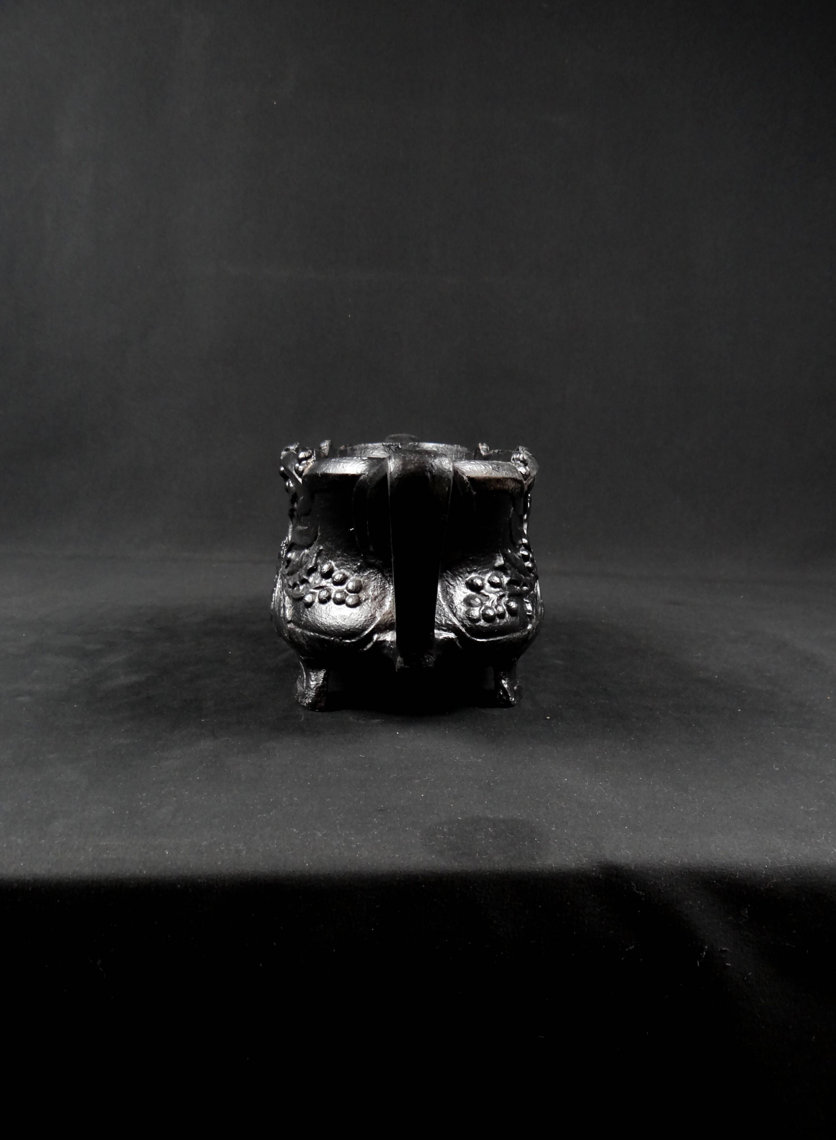 Antique black cast iron planter from the Art Nouveau period, late 19th century