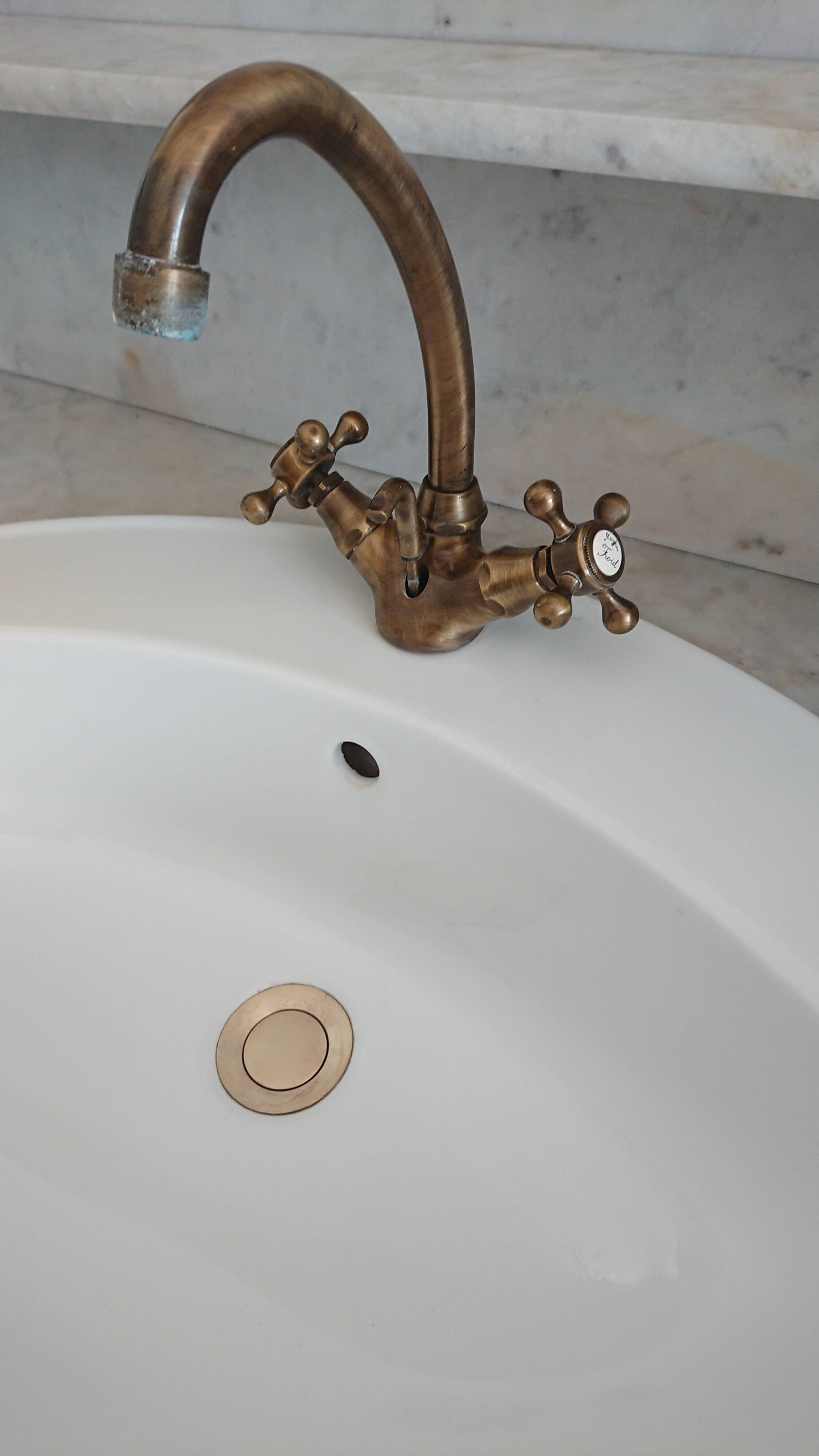 Toilet table on marble with cacker