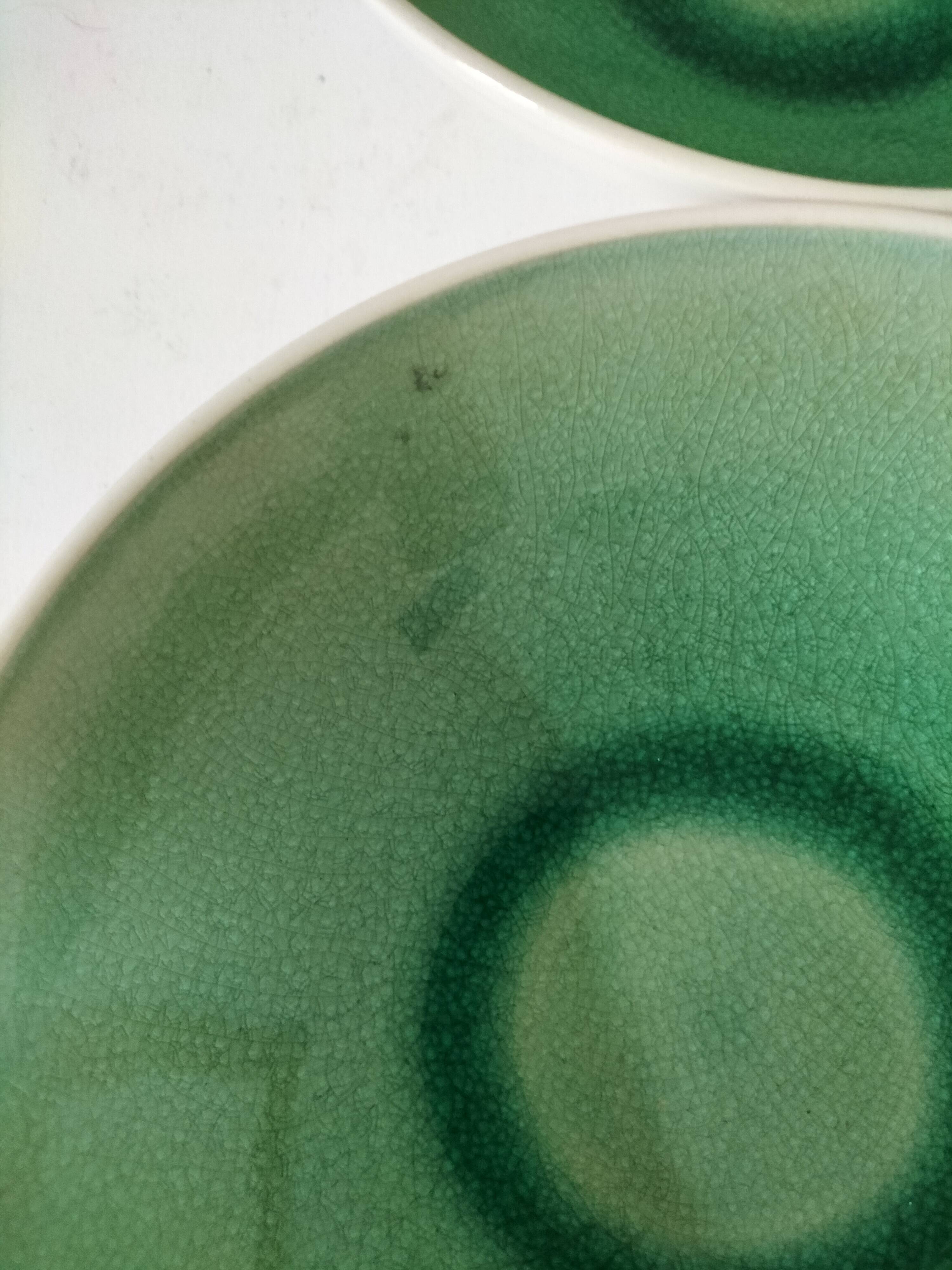 Duo of celadon crackle effect soup plates