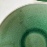 Duo of celadon crackle effect soup plates