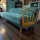 Vintage blue/green fabric sofa bed