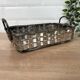 Woven silver-plated metal basket.