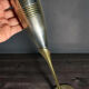 Set of 6 champagne flutes in brass and silver-plated metal – height 24 cm