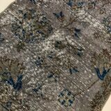 Distressed Turkish Narrow Runner 310x69 cm wool Vintage rug, Overdyed Grey