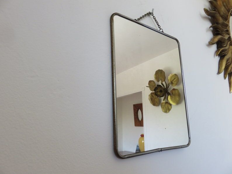 Old barber mirror with chain 50 years 60
