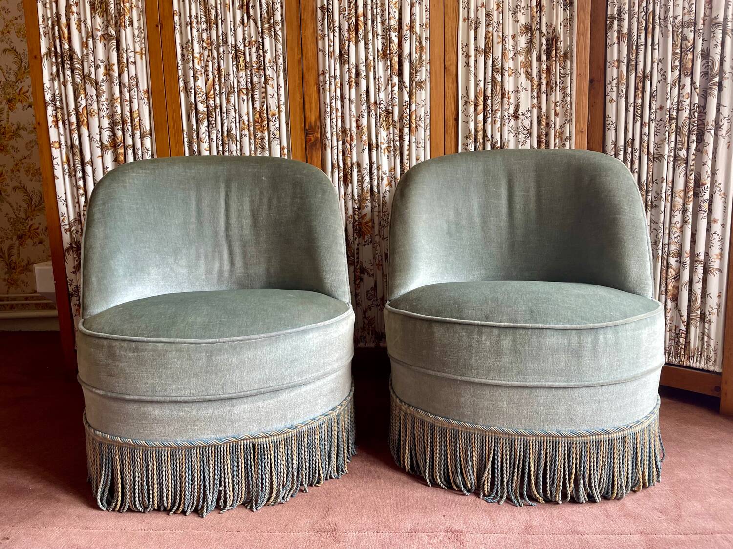 Old sky blue toad armchairs