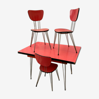 Table formica eiffel feet and 3 chairs