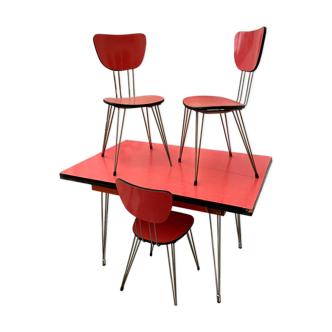 Table formica eiffel feet and 3 chairs
