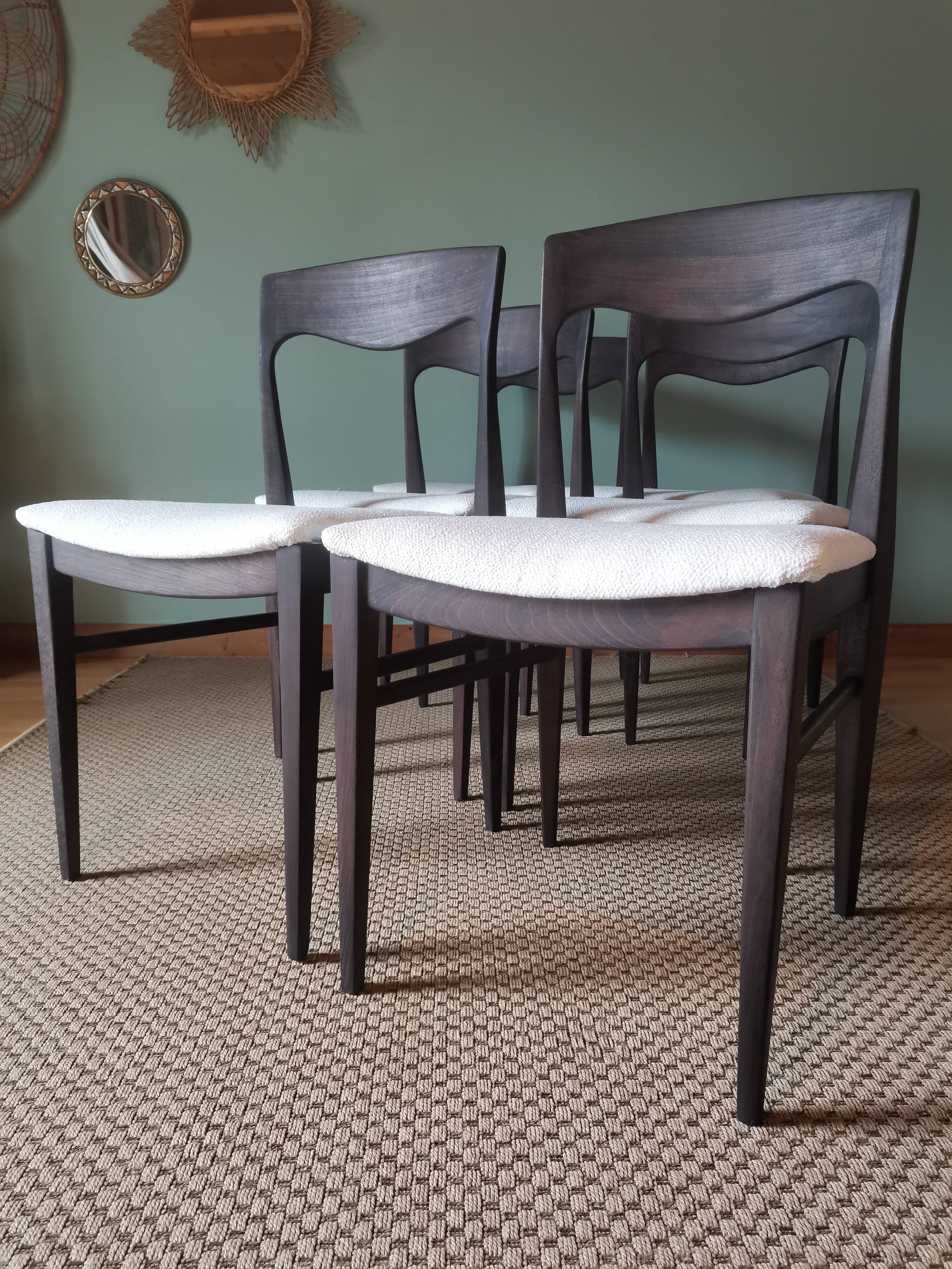 White boucle Scandinavian chairs