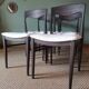 White boucle Scandinavian chairs