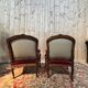 Pair of armchairs from the Louis XV period – Carved wood, burgundy velvet