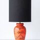 Dutch Orange Gouda Ceramic Table Lamp 'Tokio', 1970s, New Black Linen Shade