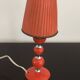 vintage table lamp - orange - metal and nylon lampshade -