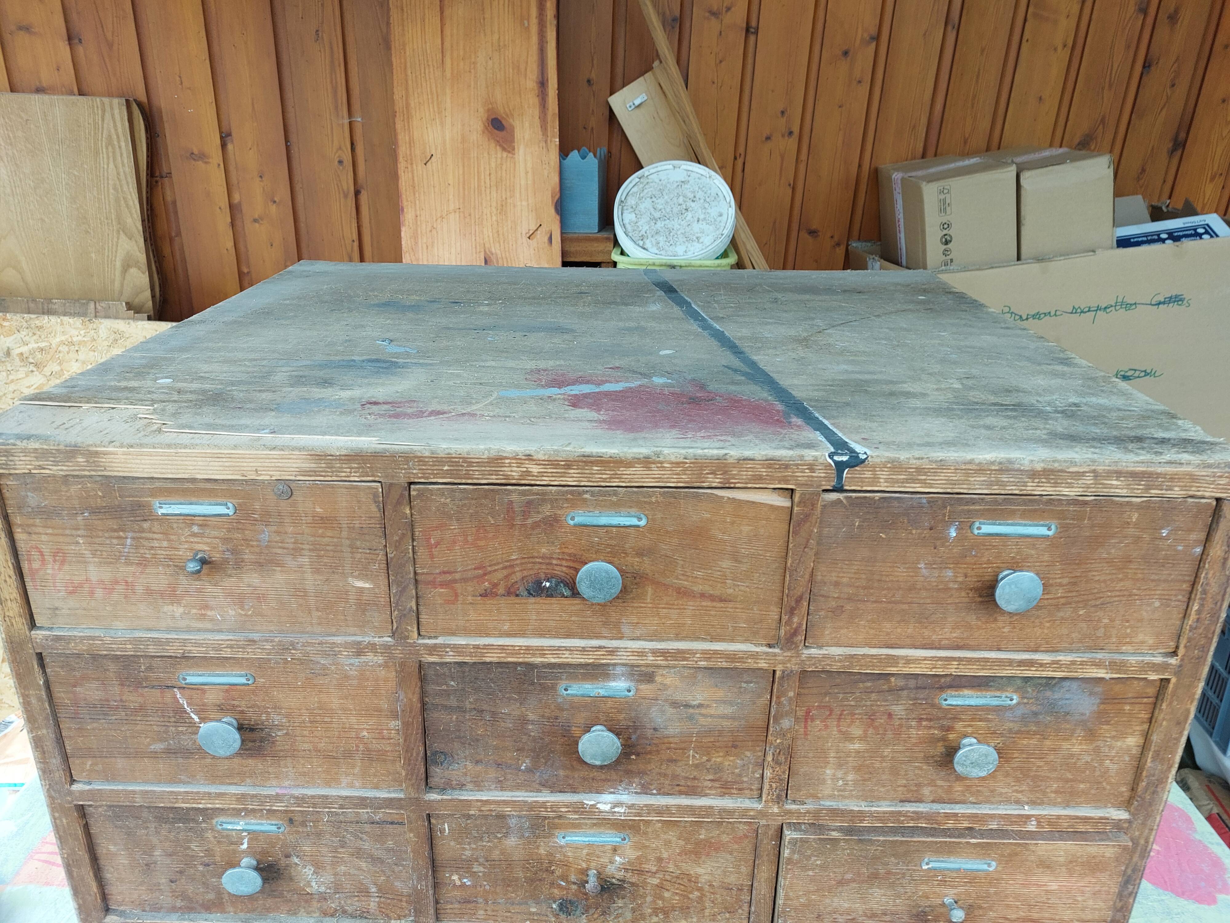 wooden workshop furniture, drawer unit