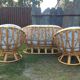 Vintage rattan lounge 1 bench and 2 swivel armchairs in perfect condition.