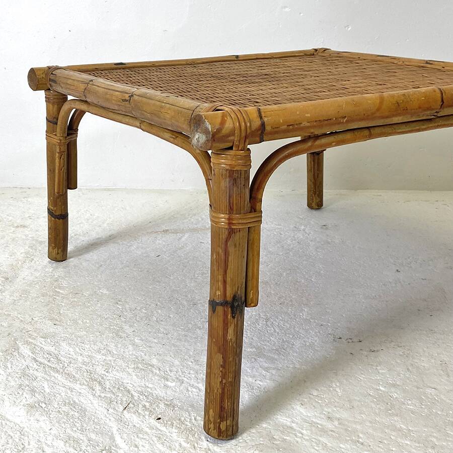 70's rattan coffee table