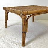 70's rattan coffee table