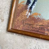 Painting on paper, glazed wooden frame