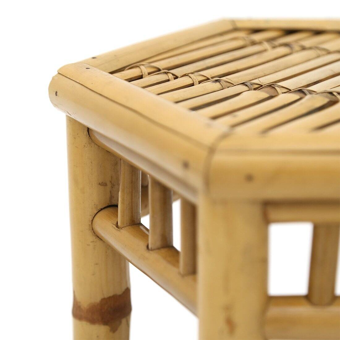 Rattan coffee tables with hexagonal tops, 1970s, set of 3.