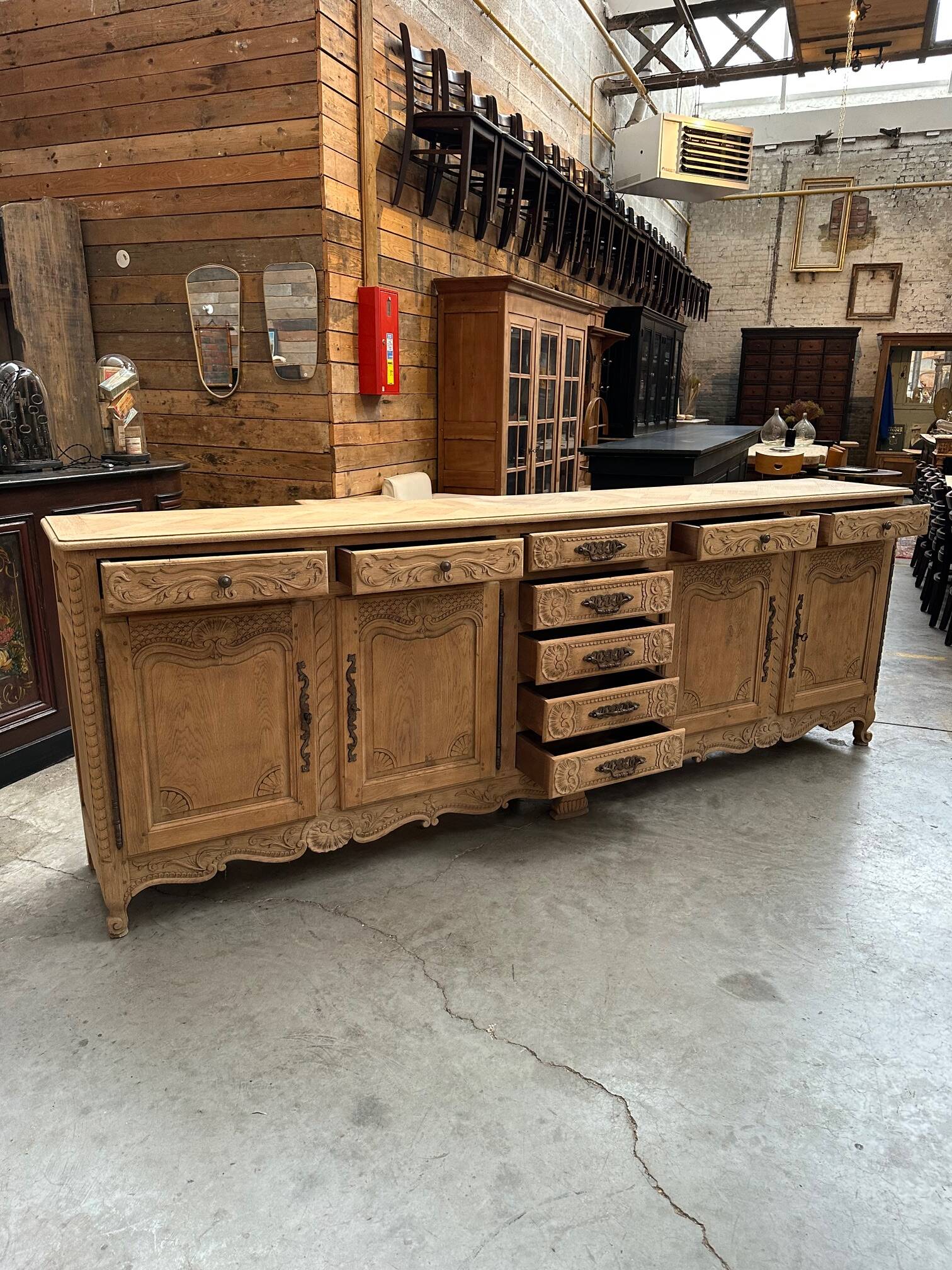 Huge mid-20th century sideboard in solid oak