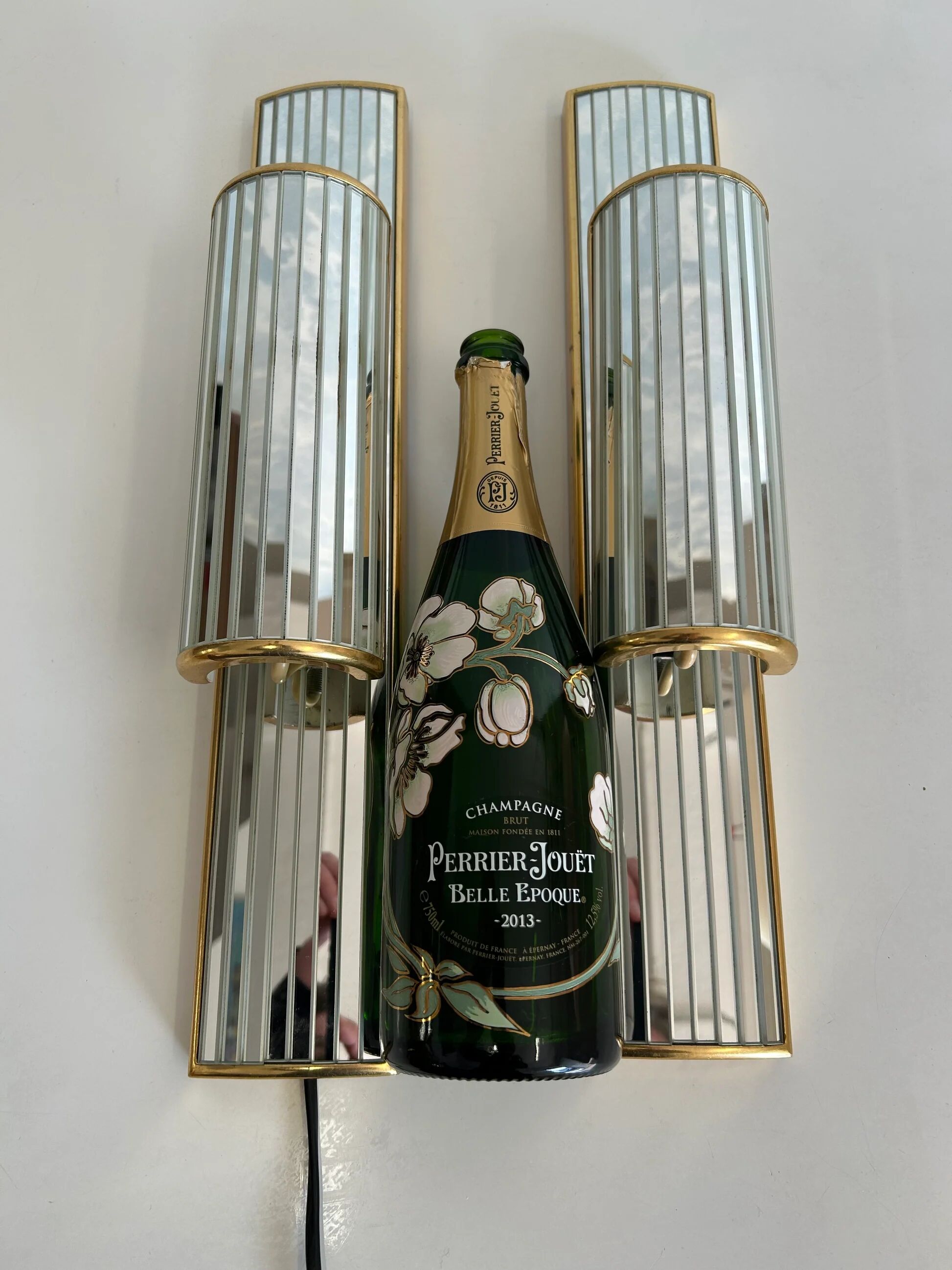 Pair of mirrored sconces by Dekundt, Belgium, 1980s (model 1620-114)