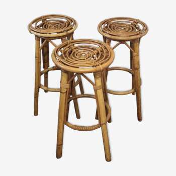 Un lot de 3 Tabourets de Bar années 60.