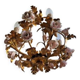 Golden chandelier ceramic roses